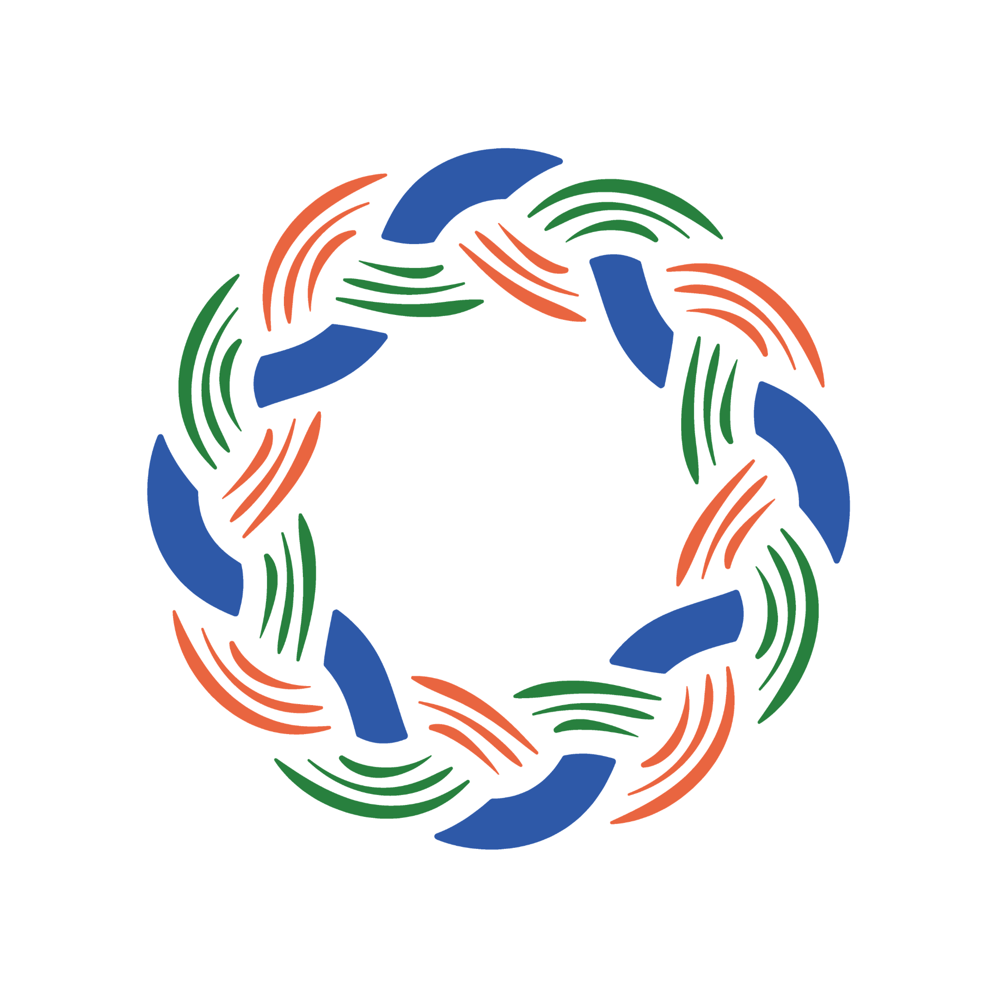 The ASPIRE logo is a circular braid with three strands: solid blue, bundle of orange strands, and bundle of green strands.